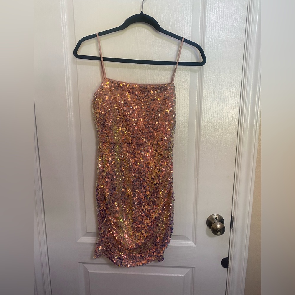 Pink glitter sequin dress